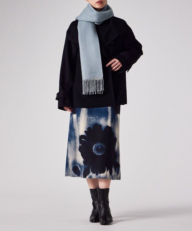 Paul Smith カシミヤ リバーシブルマフラー サックスブルー