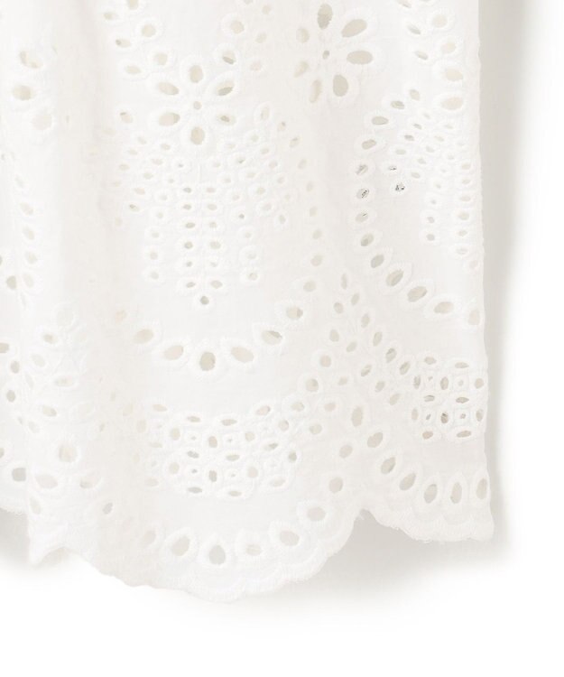 23区 L 【洗える】コットンエンブロイダリー クロップド ブラウス ホワイト系