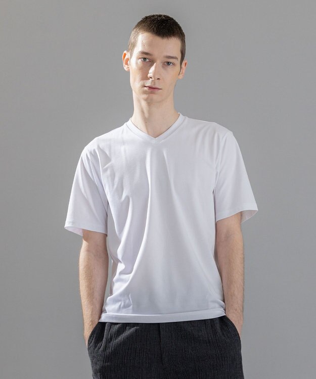 JOSEPH HOMME 【新素材】ハイゲージベアスムース　VネックＴシャツ ホワイト系