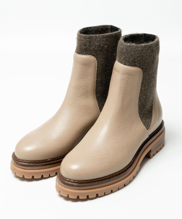 BONTRE 【LucaGrossi/ルカグロッシ】チェルシータンクソールブーツ ベージュ
