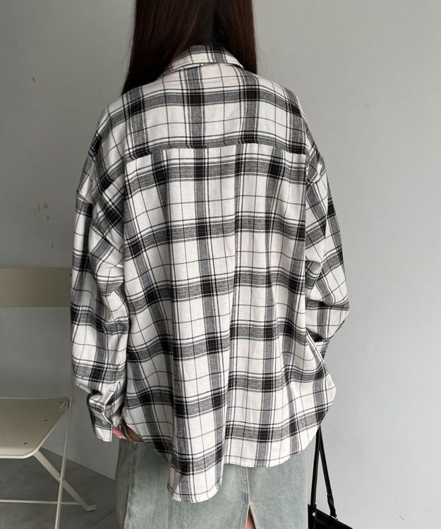 WEGO チェックBIGシャツ ホワイトチェック1