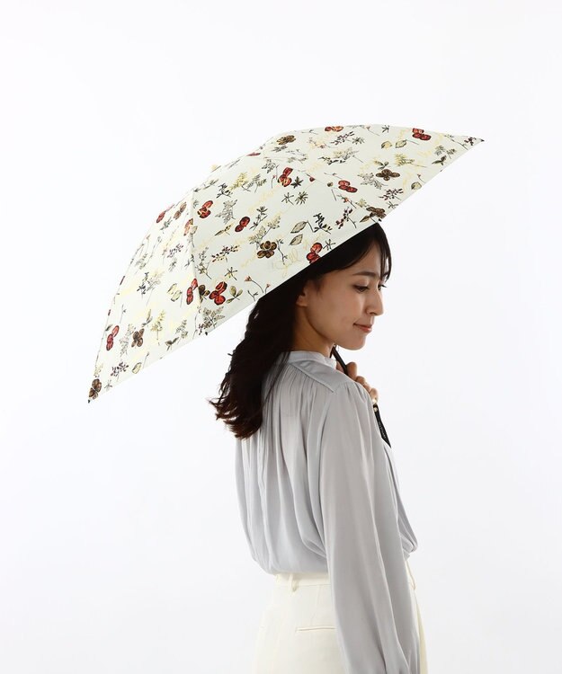 AURORA JILL STUART ジル スチュアート 晴雨兼用折り畳み傘(ボタニカル柄) 日傘 オレンジ