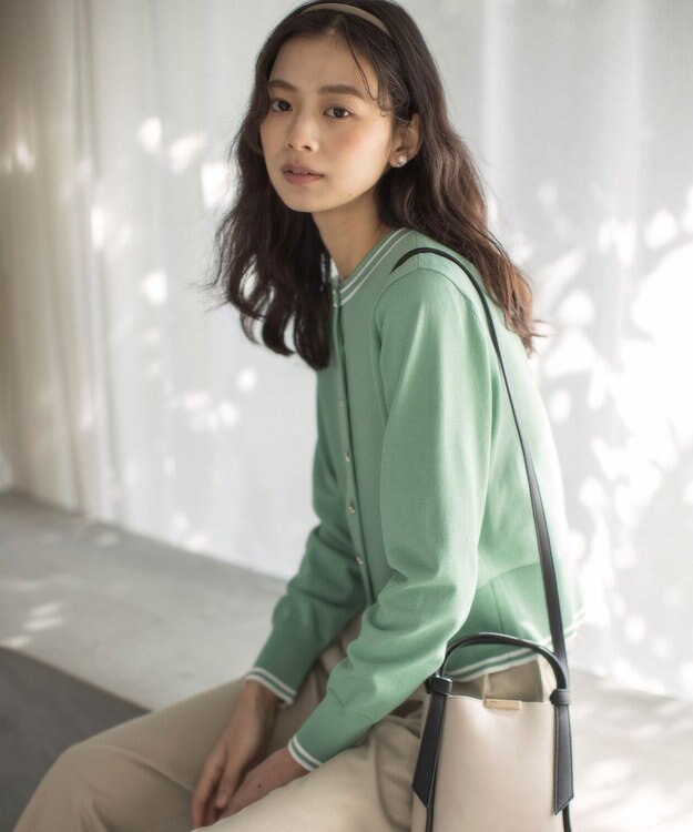 組曲 フラワーメタル ニット カーディガン グリーンベース