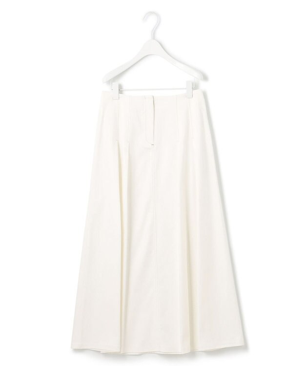 ICB L 【洗える】PlaX コットンソフトデニムスカート オフホワイト系