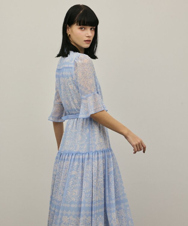 GRACE CONTINENTAL ペイズリーカレイドプリントワンピース ブルー