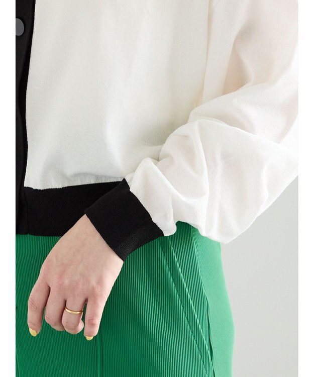 Te chichi 14G綿ポリVネックカーディガン オフホワイト