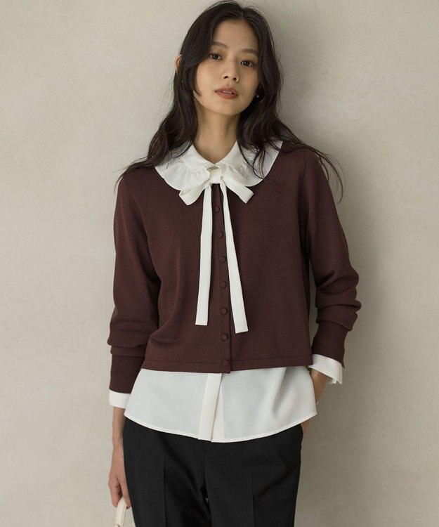 組曲 クルミボタン ニットカーディガン ブラウン系