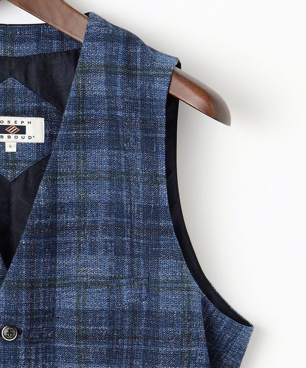 JOSEPH ABBOUD 【イタリア素材/軽量/ストレッチ】サマーツィードジャージープリントベスト ネイビー系4