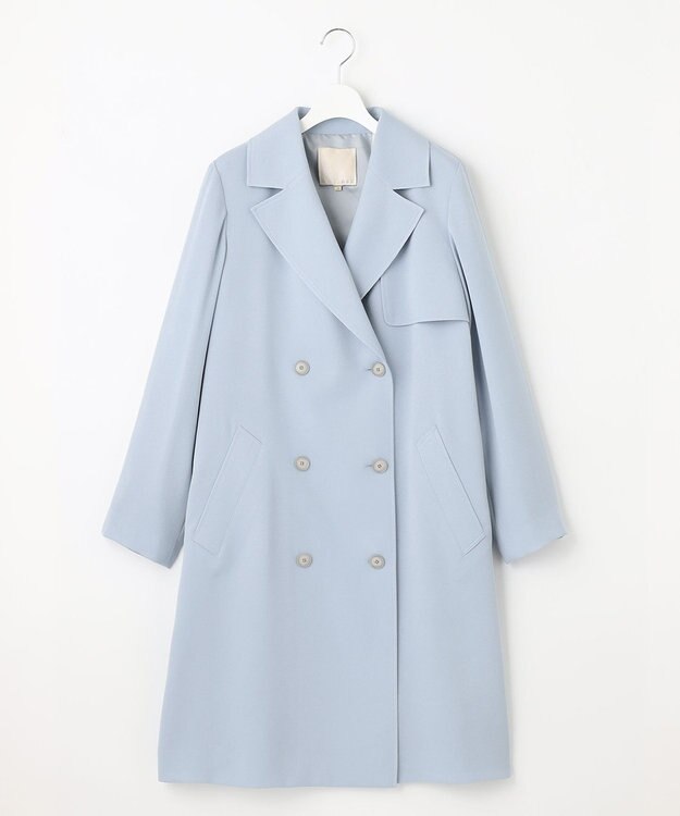 自由区 【XSサイズ～】トロトレンチ ロング丈コート スカイブルー系