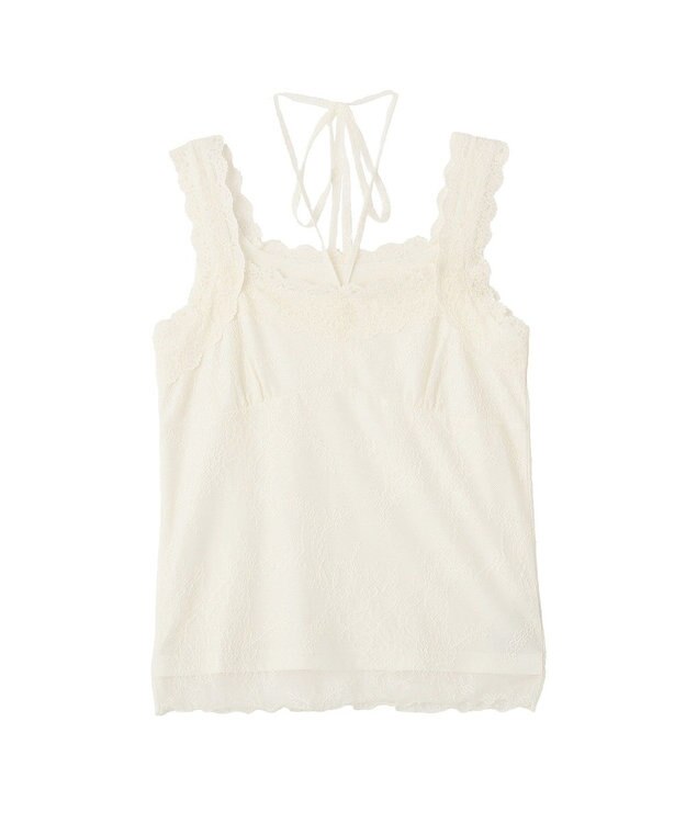 earth music&ecology 【2WAY/紐取り外し可能】総レースホルターネックキャミソール Off White