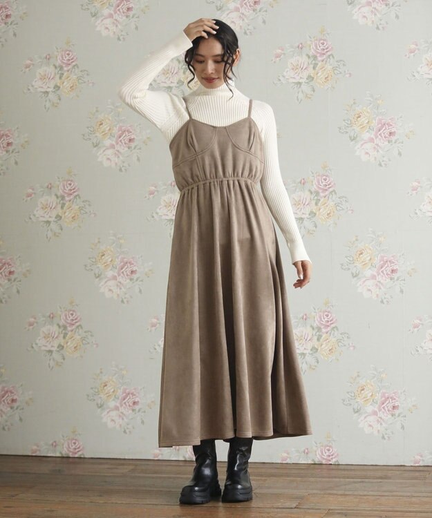 Green Parks ・ＳＵＧＡＲ　ＳＰＯＯＮ　スエードポンチキャミワンピ Beige