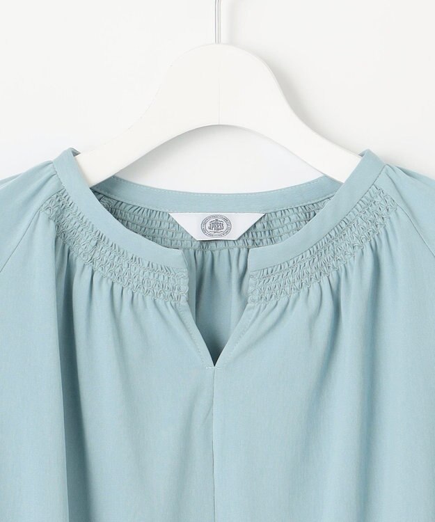 J.PRESS LADIES 【洗える】トリコットバイオ シャーリング カットソー ブルーグリーン系