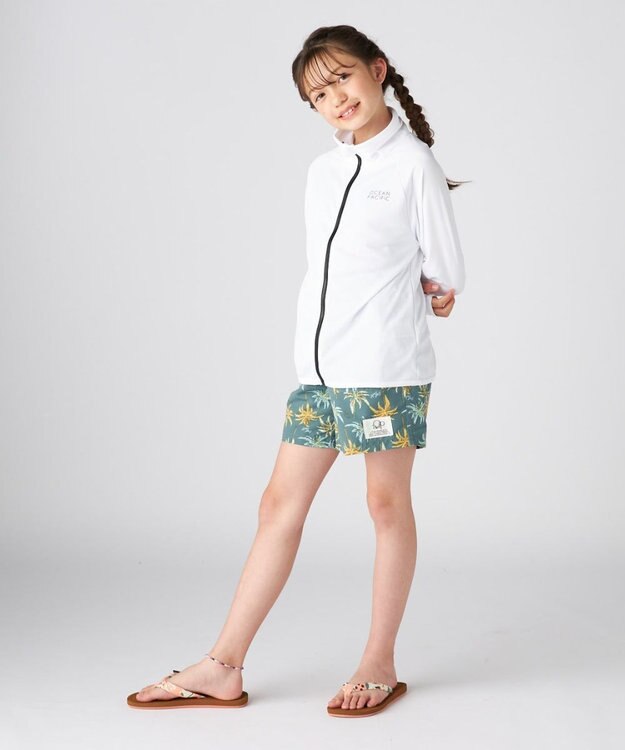 OP／FILA 【Ocean Pacific】フルジップ OPロゴラッシュガード ホワイト