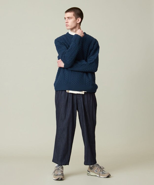 J.PRESS YORK STREET 【UNISEX】アランケーブルニット ダークグリーン系