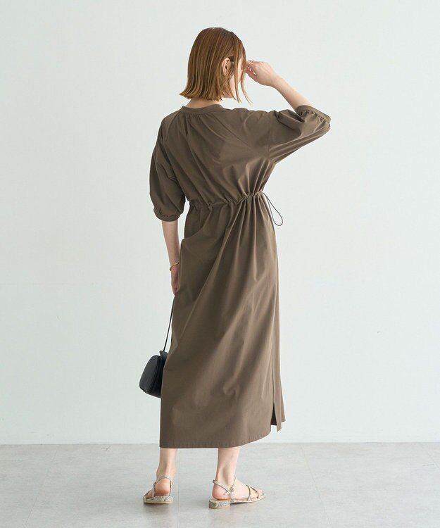 YECCA VECCA <<UVカット>>ドロストギャザー袖ワンピース Brown