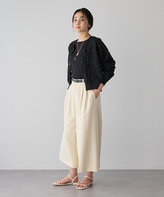 YECCA VECCA ふくれジャガードニットブルゾン Black