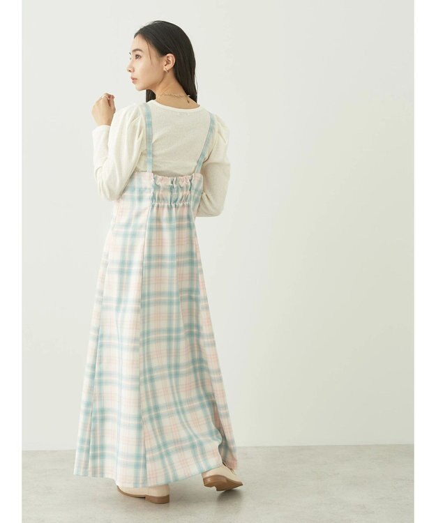 earth music&ecology ＣＨＥＣＫハイウエストフレアジャンスカ Check Green