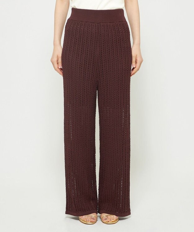 uncrave シースルーケーブルニット パンツ ブラウン