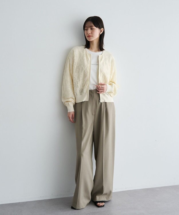 YECCA VECCA ふくれジャガードニットブルゾン Black