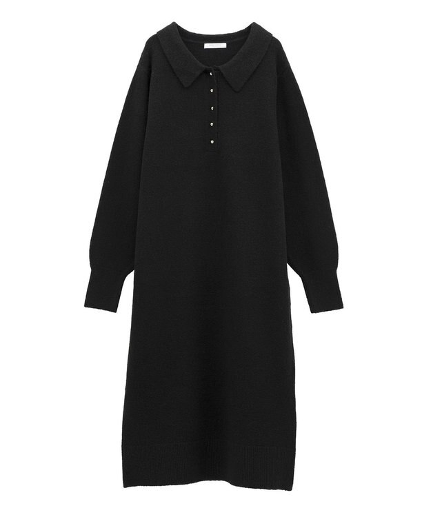 Green Parks 金釦ポロシャツニットワンピース Black