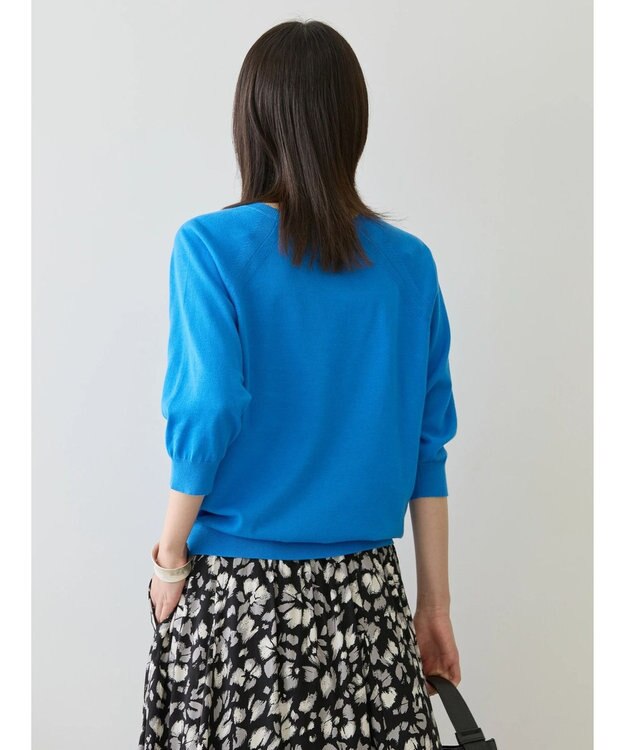 AMERICAN HOLIC ＵＶカットラグラン５分袖ニットプルオーバー Blue