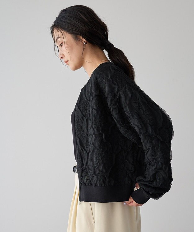 YECCA VECCA ふくれジャガードニットブルゾン Black