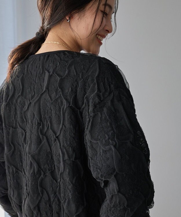 YECCA VECCA ふくれジャガードニットブルゾン Black