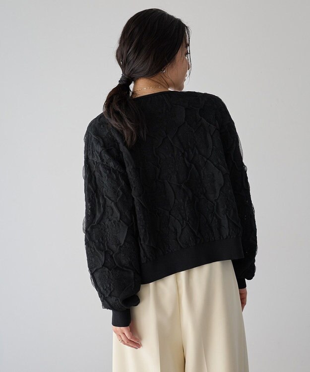 YECCA VECCA ふくれジャガードニットブルゾン Black