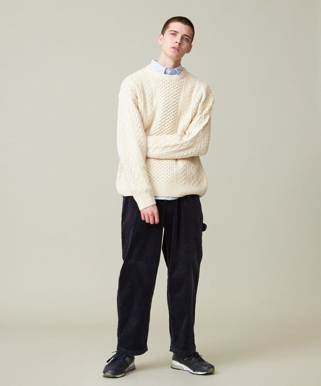 J.PRESS YORK STREET 【UNISEX】アランケーブルニット アイボリー系