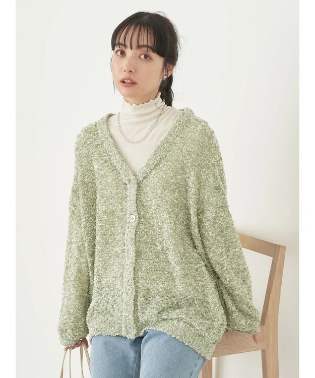 earth music&ecology ぽこぽこヤーンカーディガン Mint