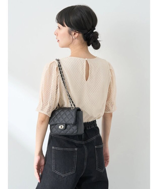 earth music&ecology 袖シアーレースプルオーバー Ivory