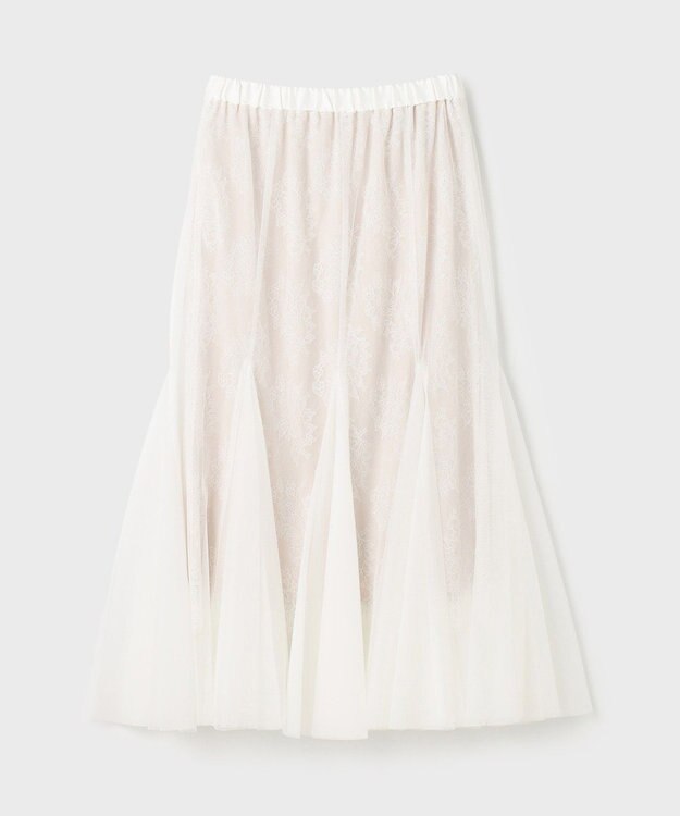 GRACE CONTINENTAL レースレイヤードチュールスカート ホワイト