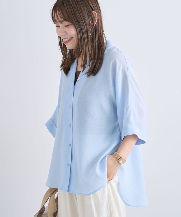 Green Parks 【WEB限定】開襟シアージャケット風シャツⅡ Blue