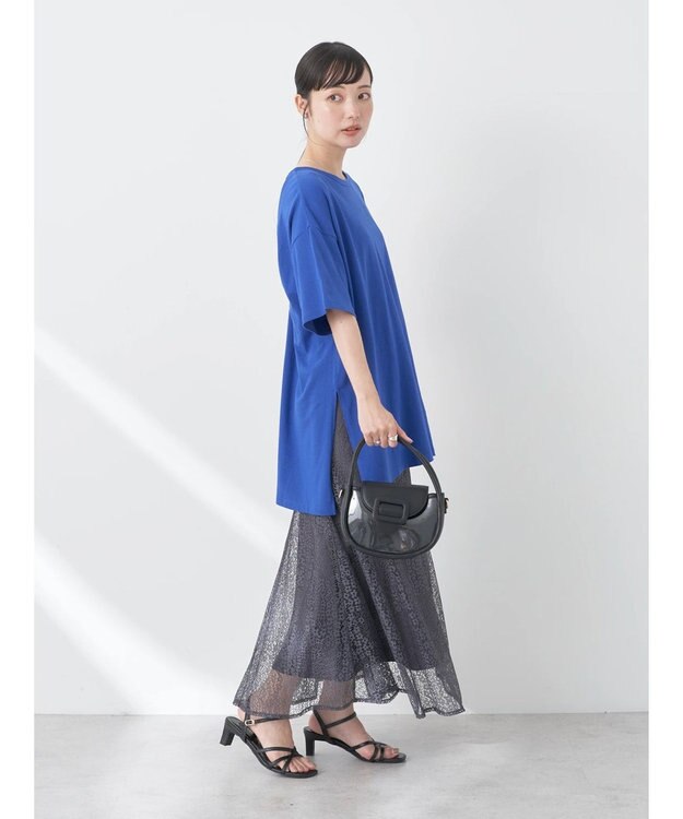 earth music&ecology バックスリットねじりチュニックＴ Royal Blue