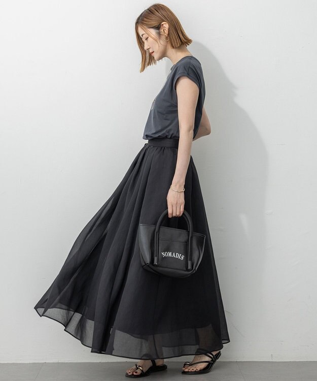 23区 S 【洗える】シアービエラ ギャザー スカート ブラック系