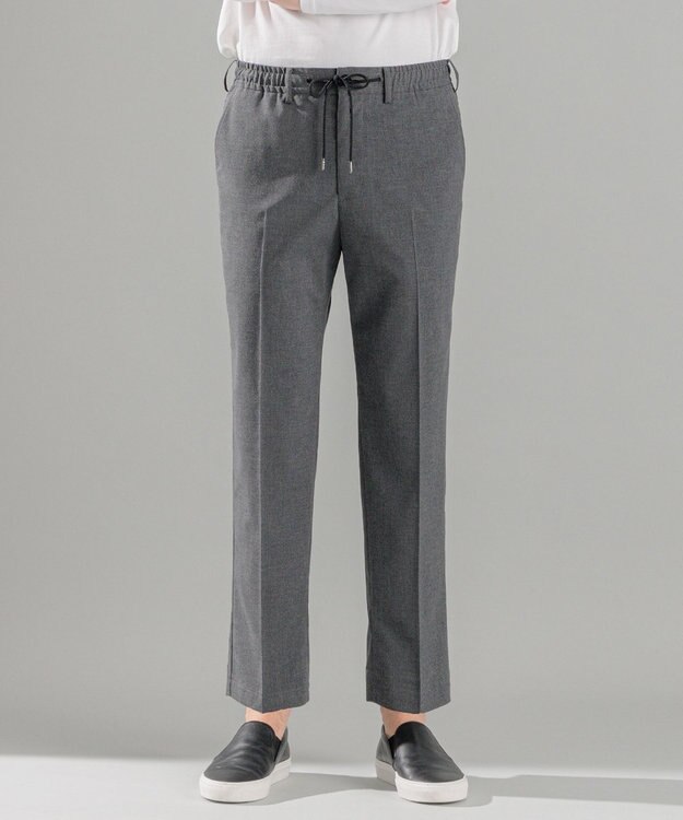 JOSEPH HOMME 新素材・新型【洗える/ストレッチ/ウエストゴム仕様】キャリーマンストレッチ ドロスト付ストレートパンツ / HOVE ライトグレー系