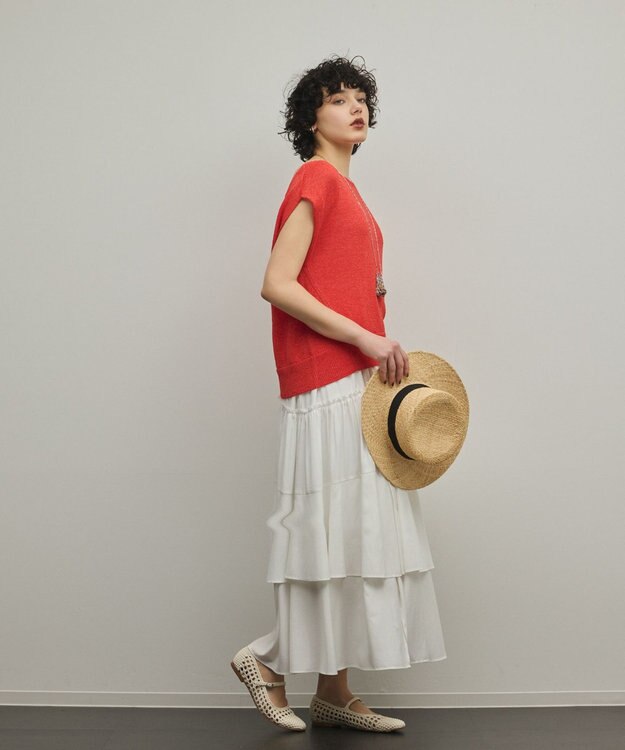 GRACE CONTINENTAL ドルマンルーズニットトップ レッド