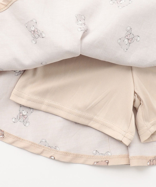 ANY KIDS チェック柄/アニマル柄スカパン ベージュ系クマ