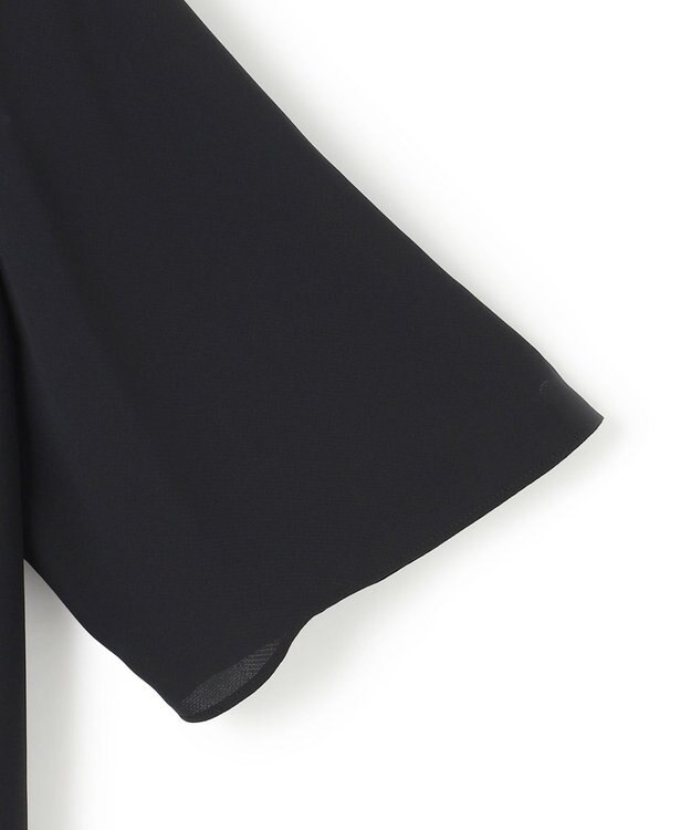 ICB 【UVケア・洗える】BackSatinAmunzen シフォンコンビブラウス ブラック×ブラック系