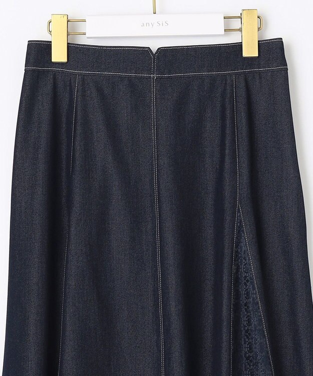ANY SIS 【洗える】デニムライクシャンブレー スカート シャンブレーブルー