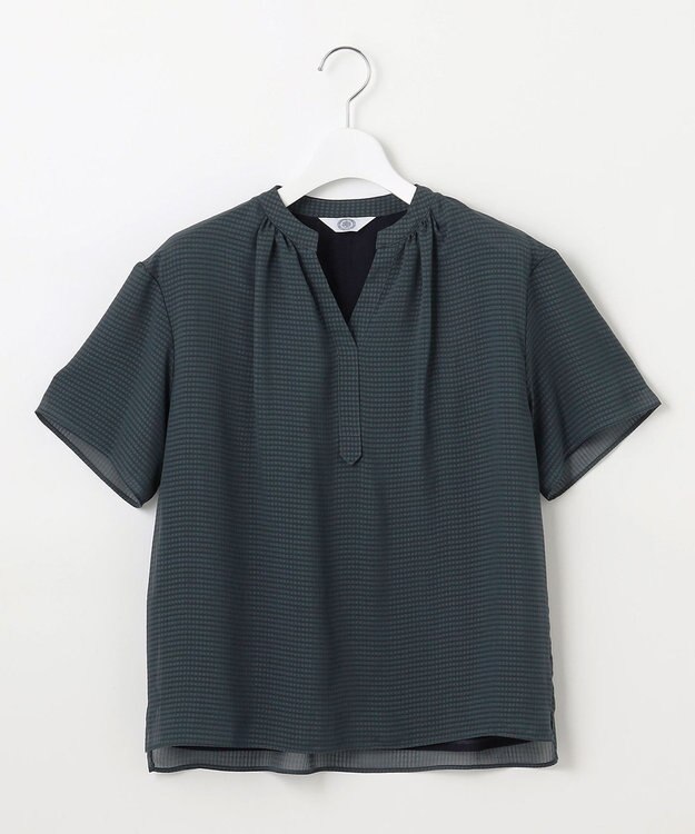 J.PRESS LADIES L 【速乾】サッカーチェック カットソー シーグリーン系3