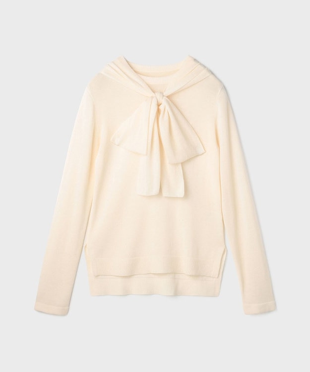 GRACE CONTINENTAL ボウ付ニットトップ ホワイト