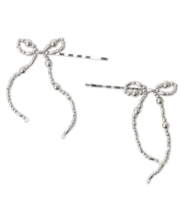 WEGO 【2点セット】L2Pビーズリボンピン シルバー