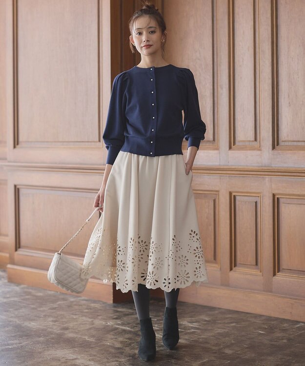 組曲 L 【前後着用可】BOREROタックプルオーバー ニット ネイビー系