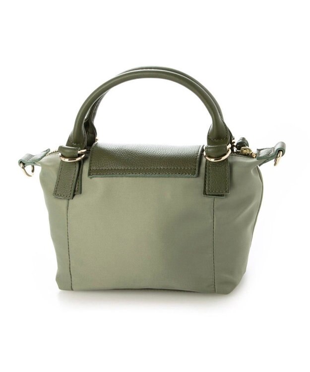 UNBILLION ペルケ perche / ナイロン×牛革かぶせジェムストーン2wayショルダーバッグ グリーン