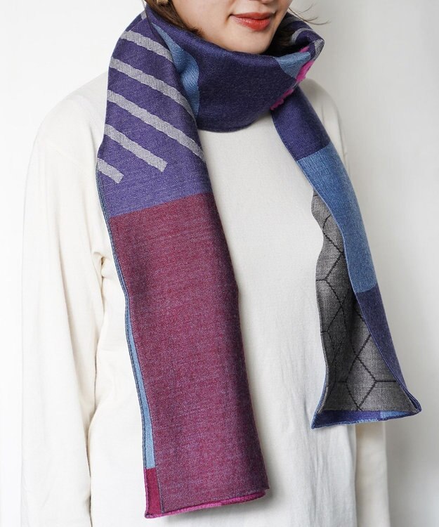 POLS ウールレイヤーストール ネイビー