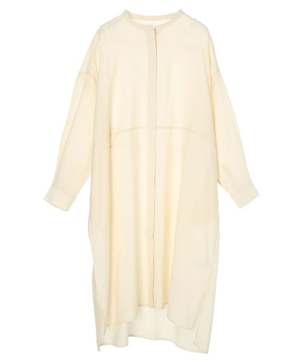 AMERICAN HOLIC 接触冷感バンドカラー切替シャツワンピース Ivory