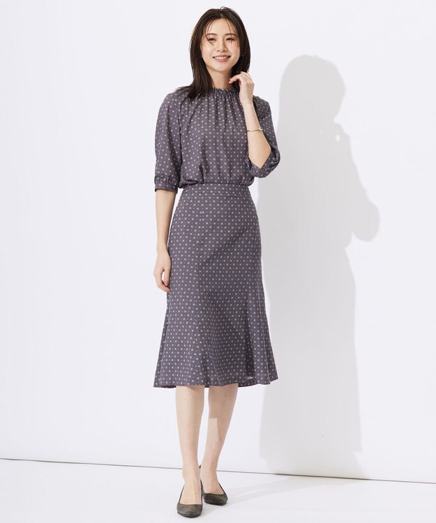 J.PRESS LADIES 【洗える】ジオメトリックプリント ブラウス グレー系5