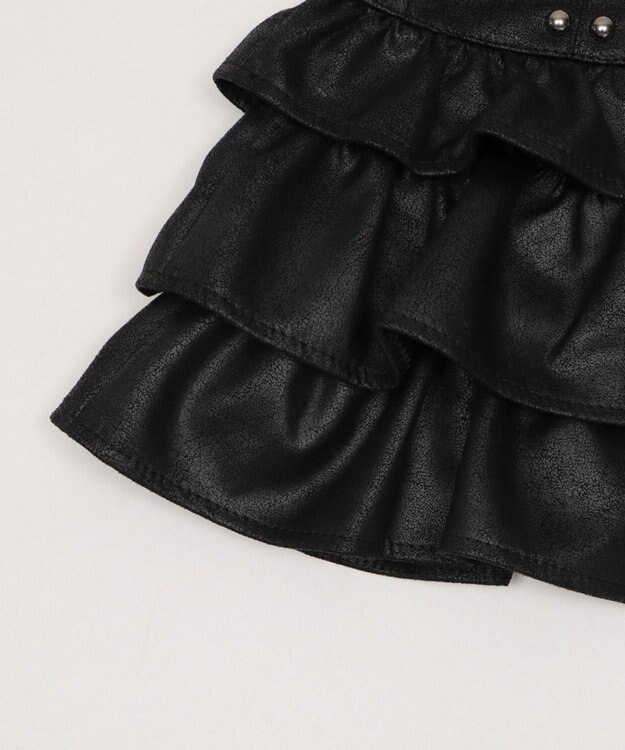 WEGO スタッズフリルティアードミニスカパン ブラック