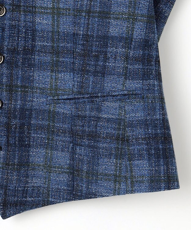 JOSEPH ABBOUD 【イタリア素材/軽量/ストレッチ】サマーツィードジャージープリントベスト ネイビー系4